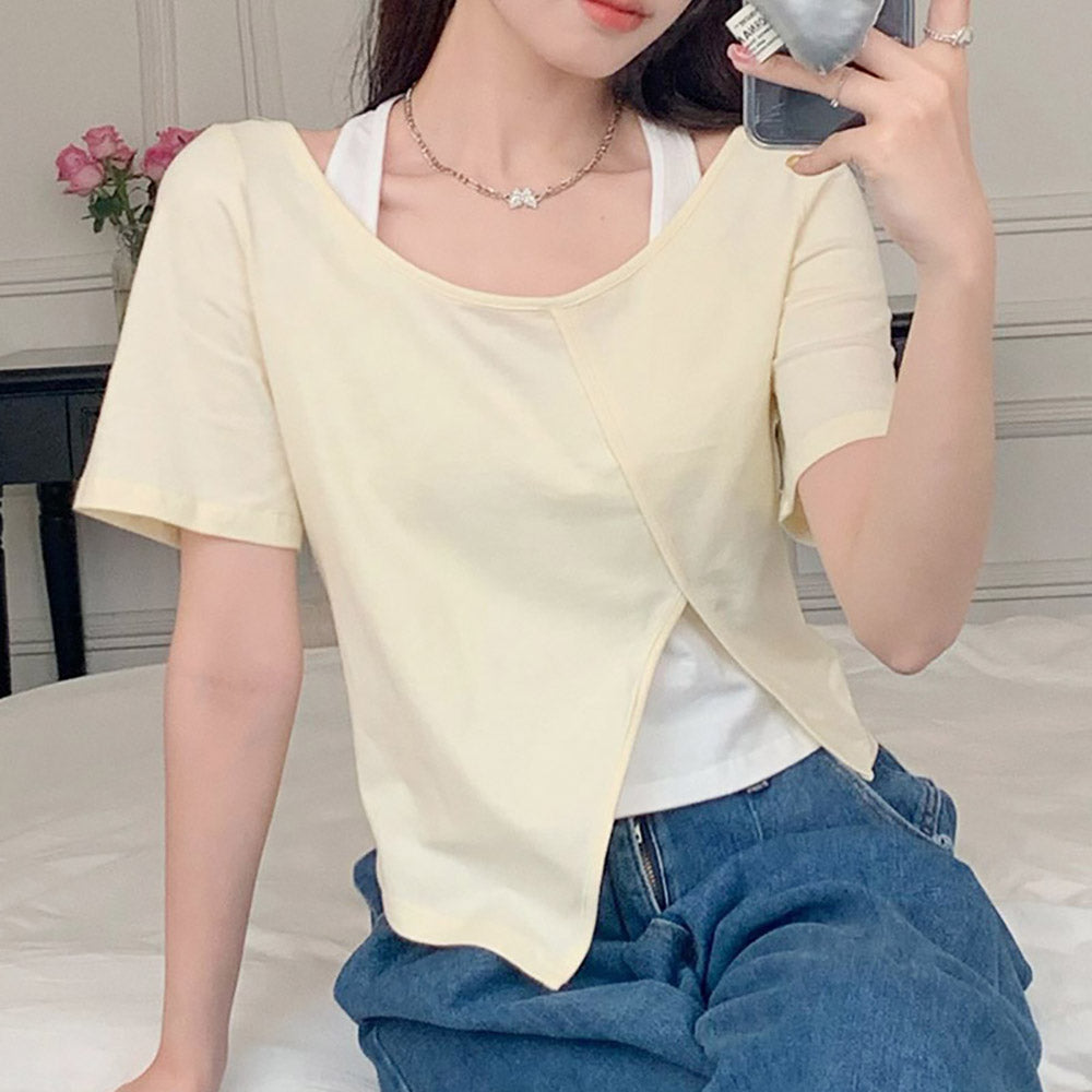 Women Solid V-Neck Top