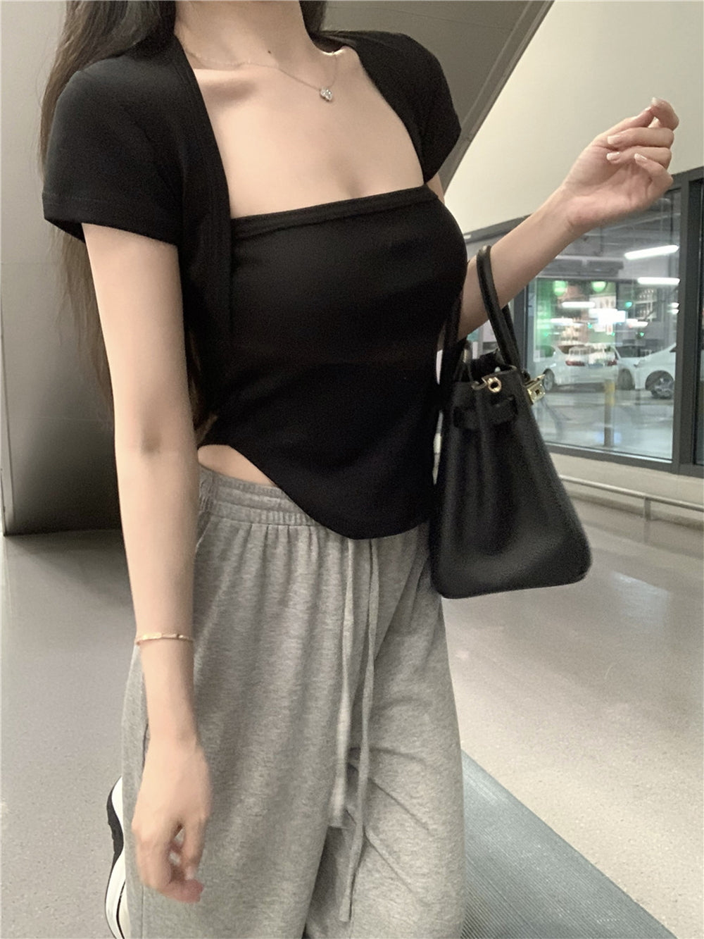 Women Square Neck Bardot Top