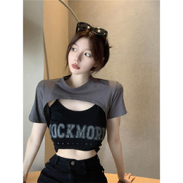 Women Typography Printed Crop Fitted Top