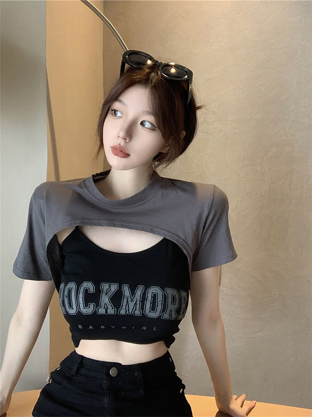 Women Typography Printed Crop Fitted Top