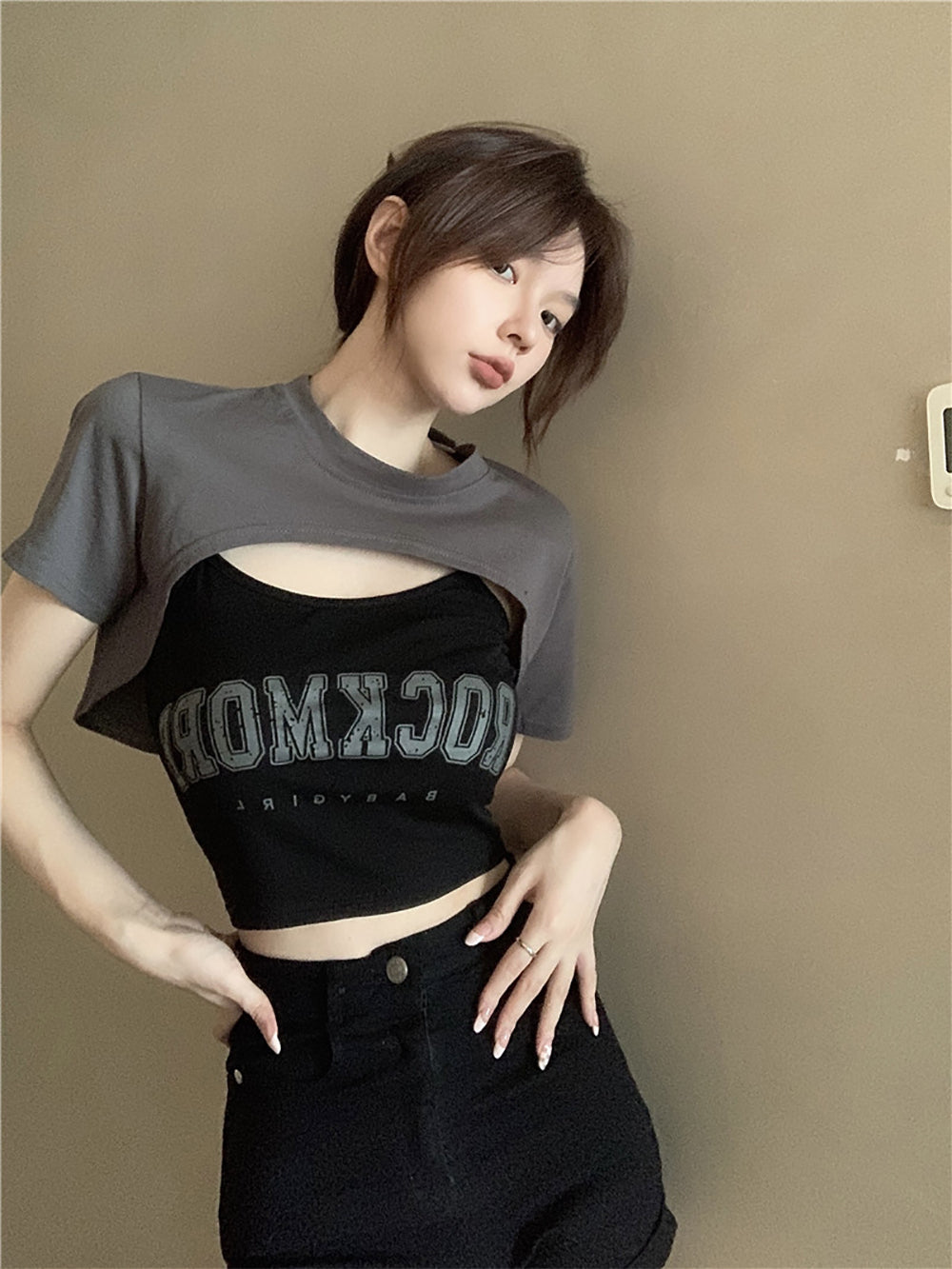 Women Typography Printed Crop Fitted Top