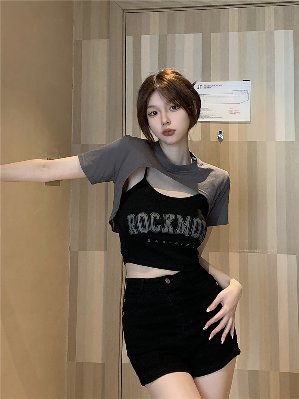 Women Typography Printed Crop Fitted Top