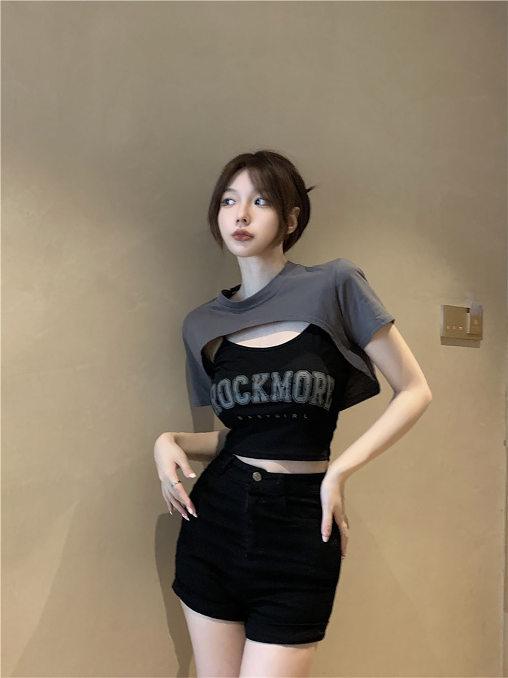 Women Typography Printed Crop Fitted Top