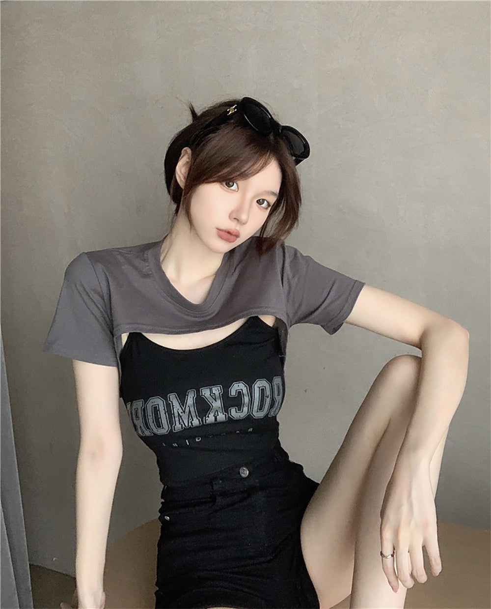 Women Typography Printed Crop Fitted Top
