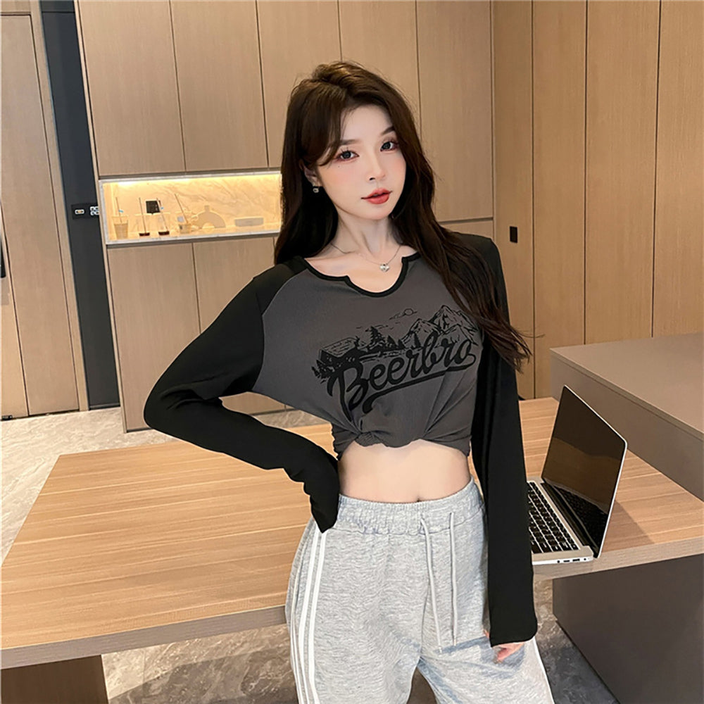 Women Typography Printed Round Neck Top
