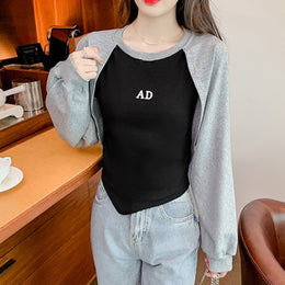 Grey Colourblocked Regular Top with Typography