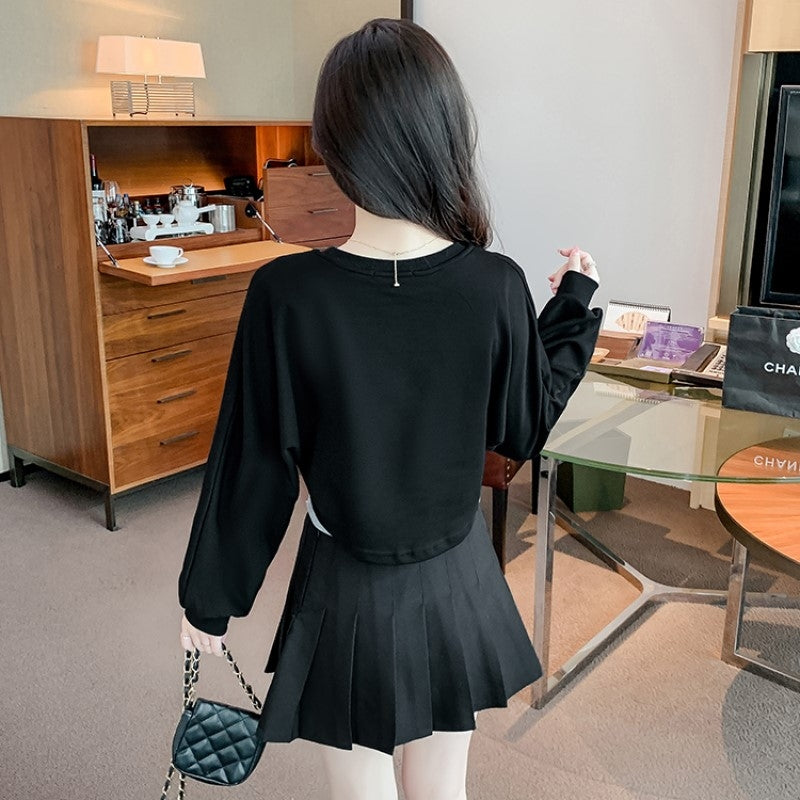 Black Colourblocked Typography Top