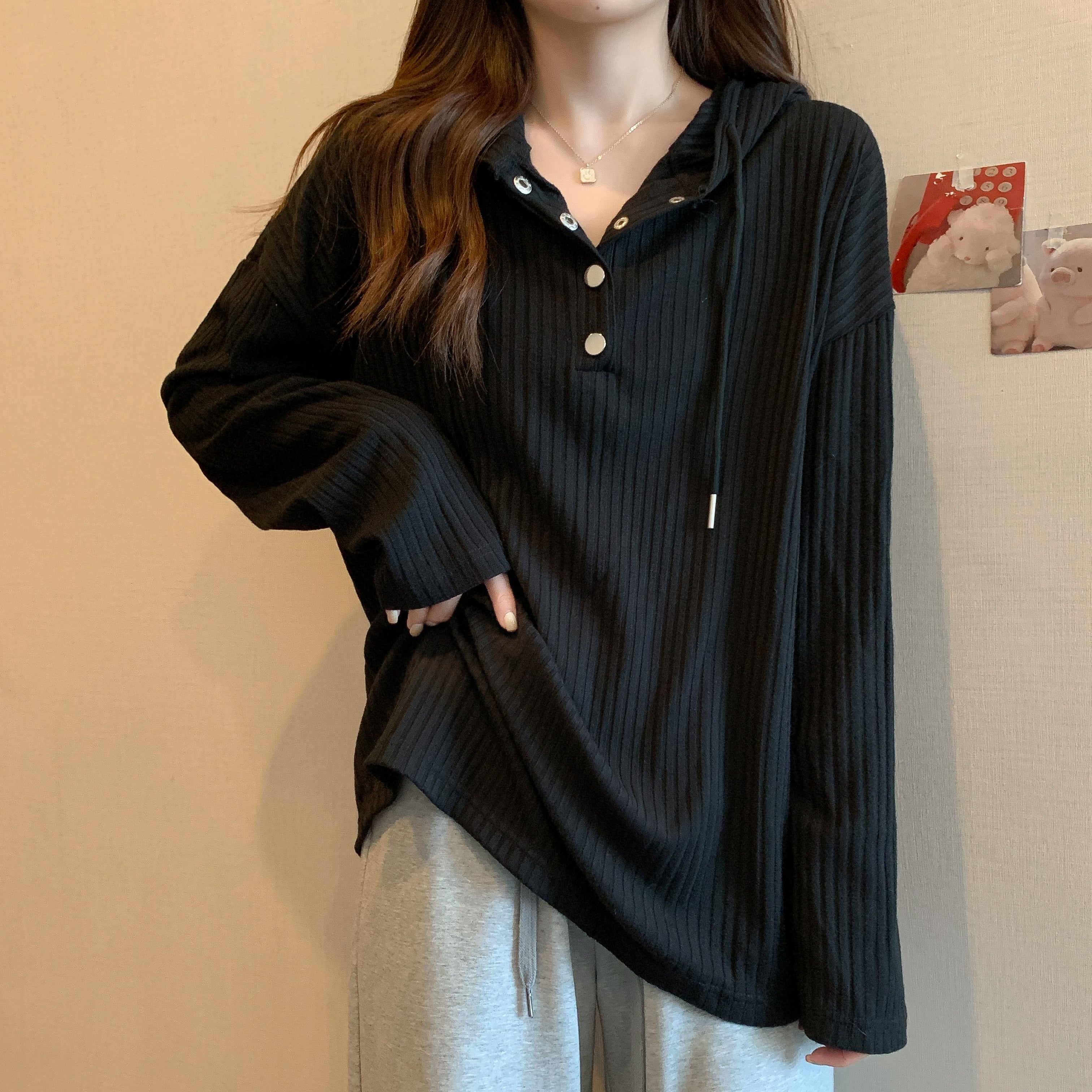 Women Solid Hood Top
