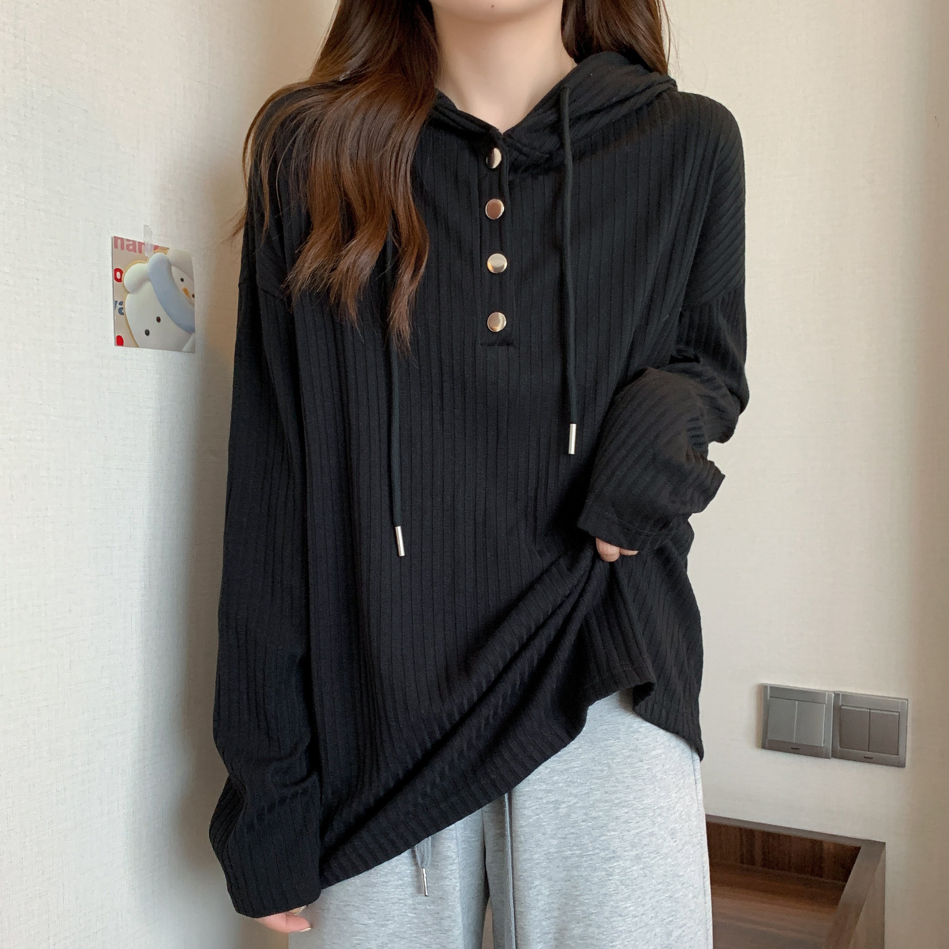Women Solid Hood Top