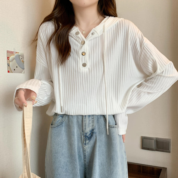 Women Solid Hood Top