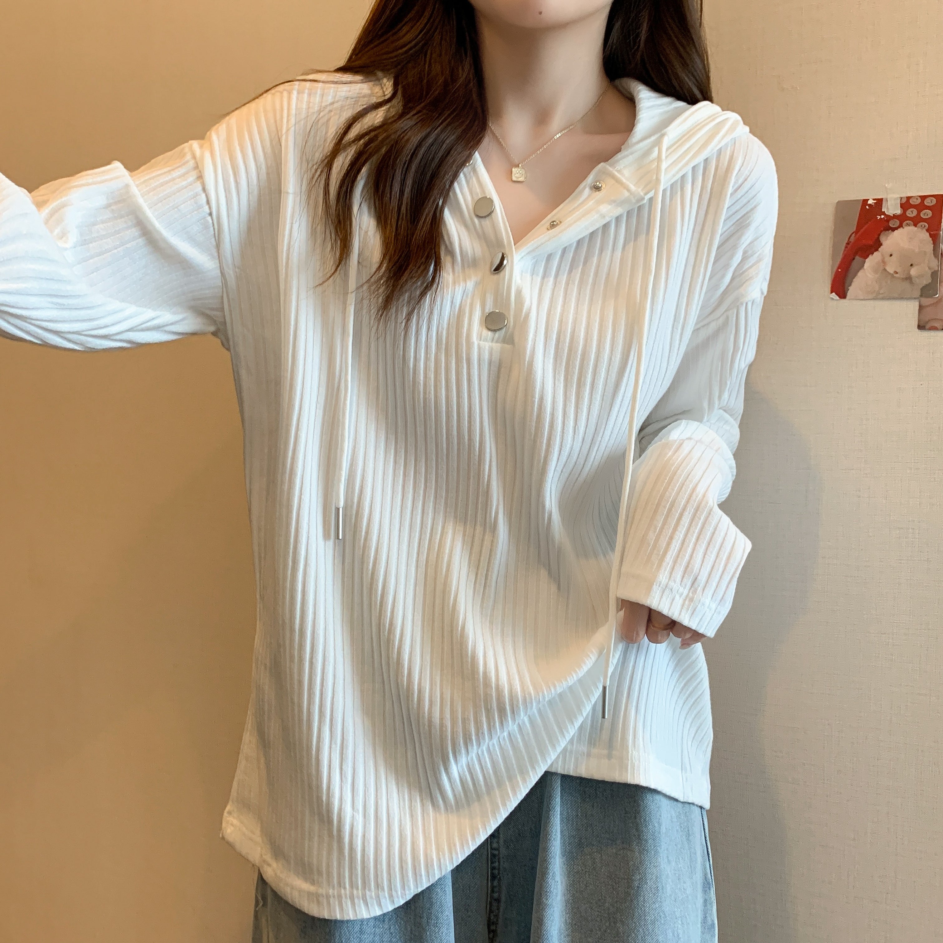 Women Solid Hood Top