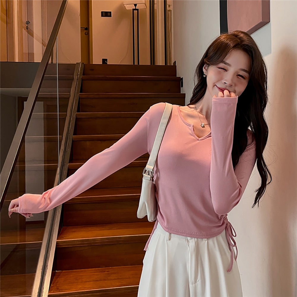 Women Solid Round Neck Top