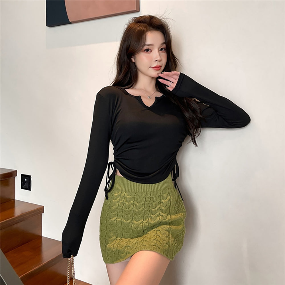 Women Solid Round Neck Top