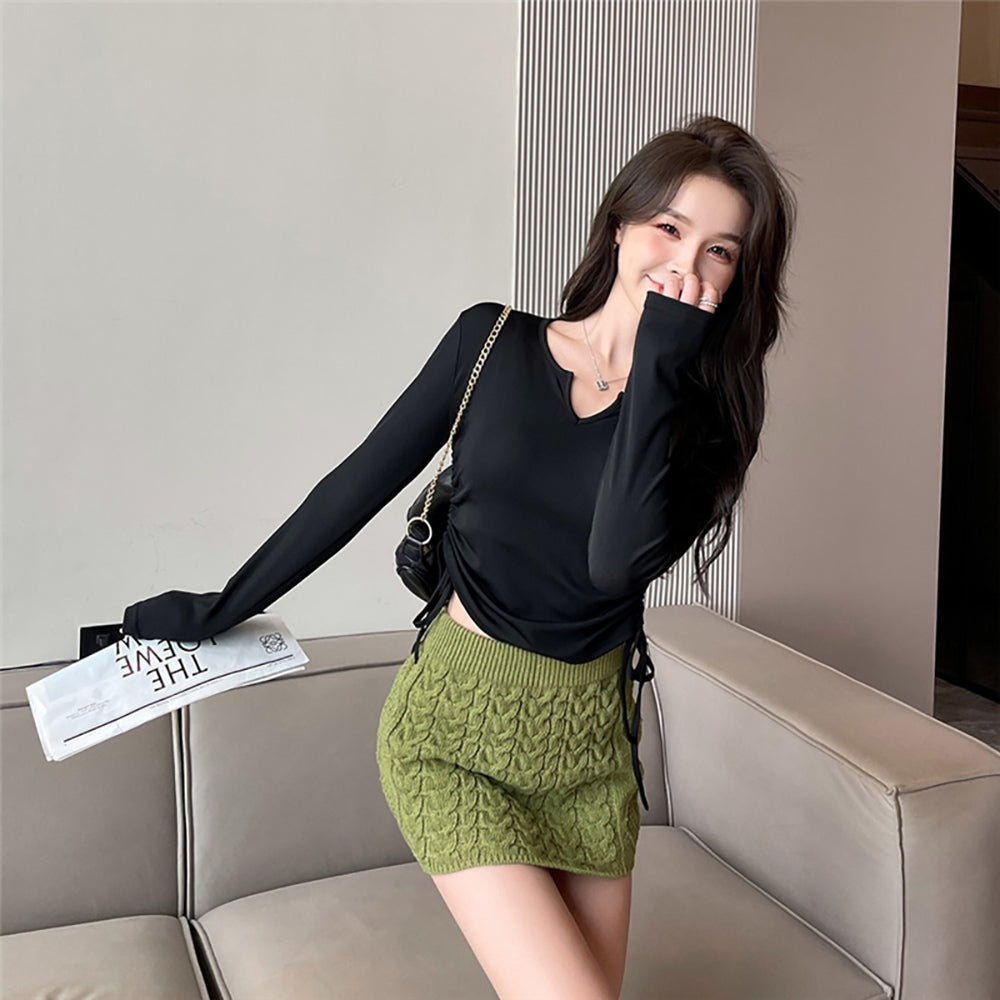 Women Solid Round Neck Top