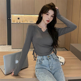 Women Solid Round Neck Top