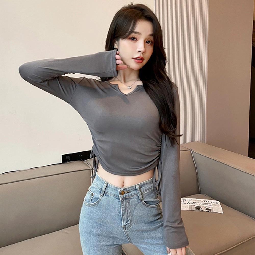 Women Solid Round Neck Top