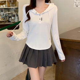 Women Solid Hood Top