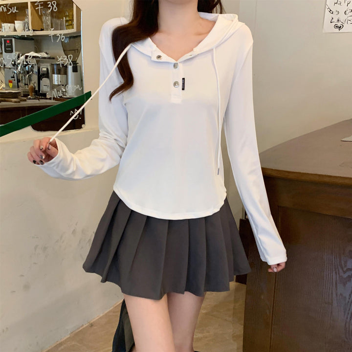 Women Solid Hood Top