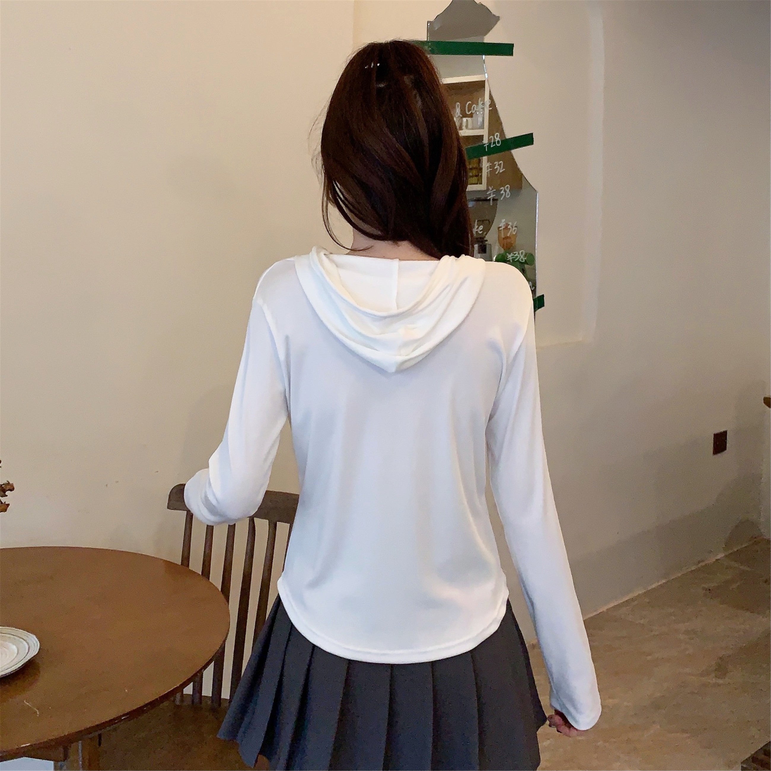 Women Solid Hood Top