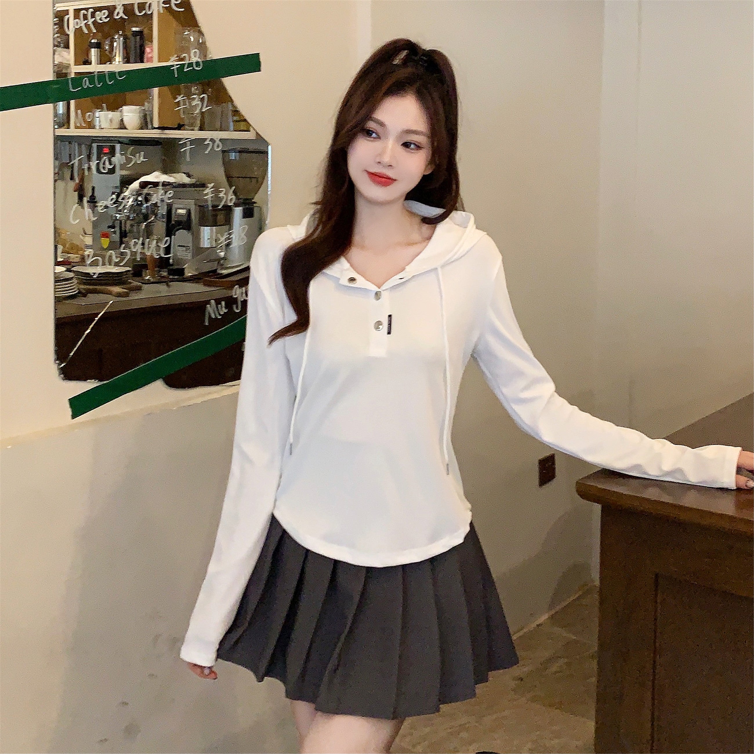 Women Solid Hood Top