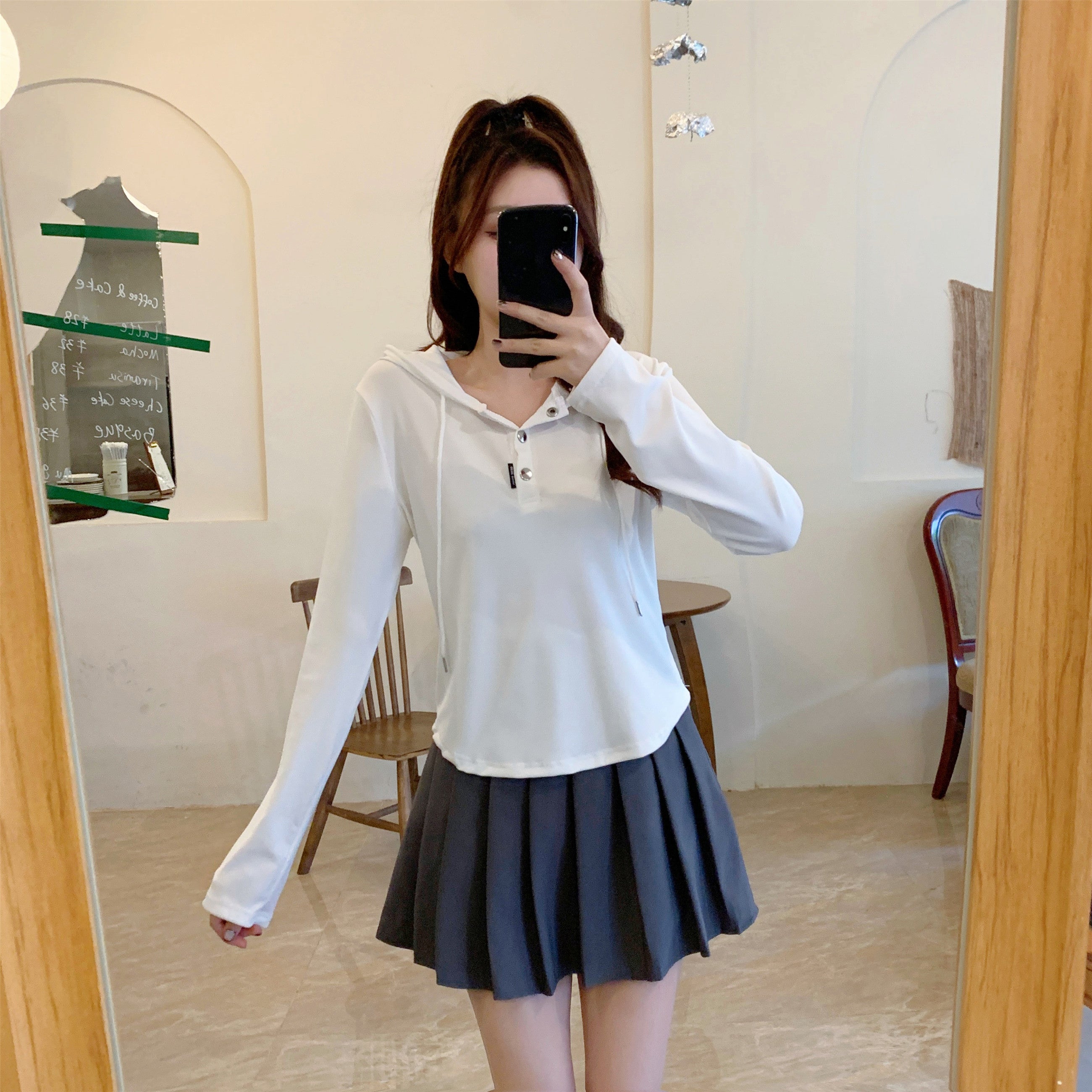 Women Solid Hood Top