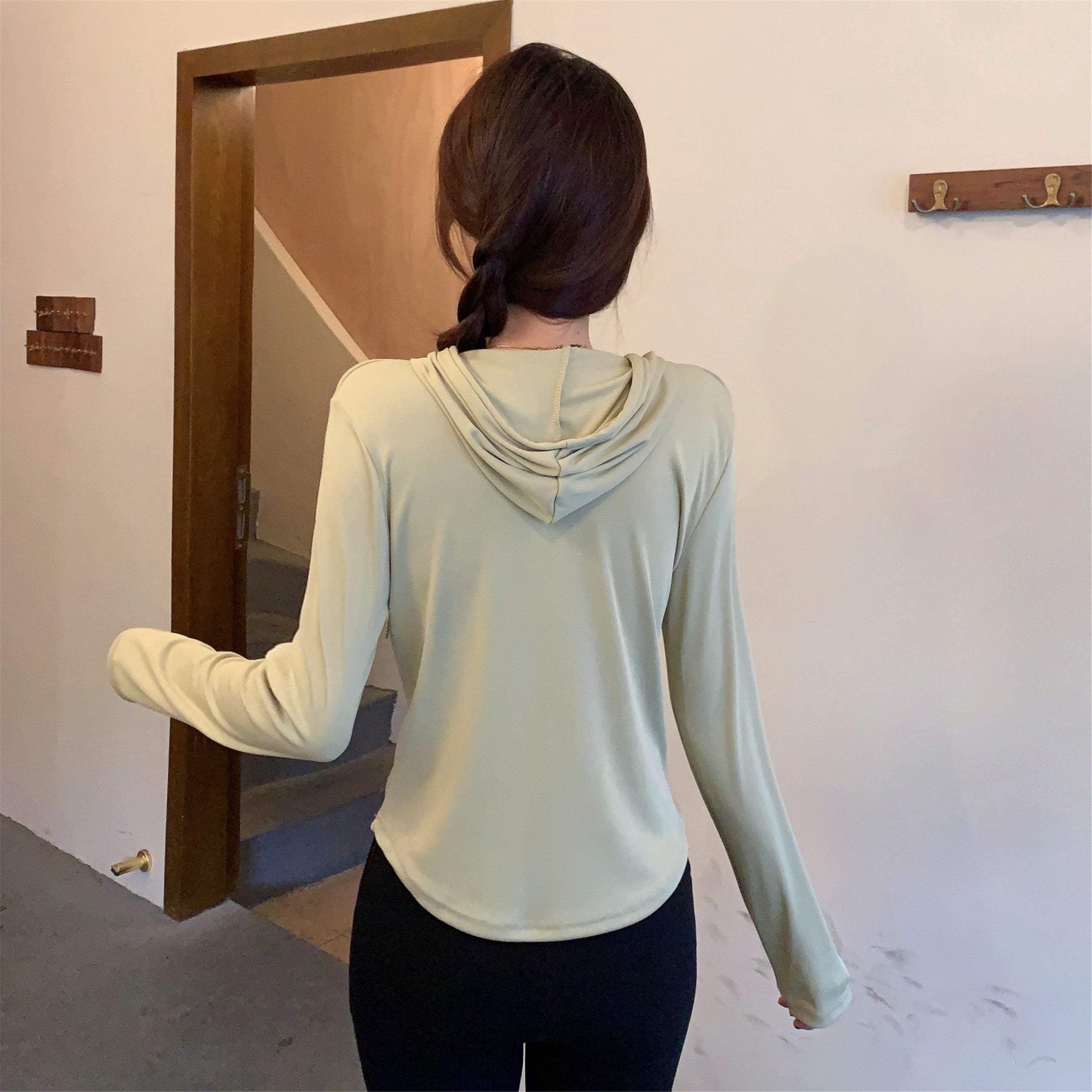 Women Solid Hood Top