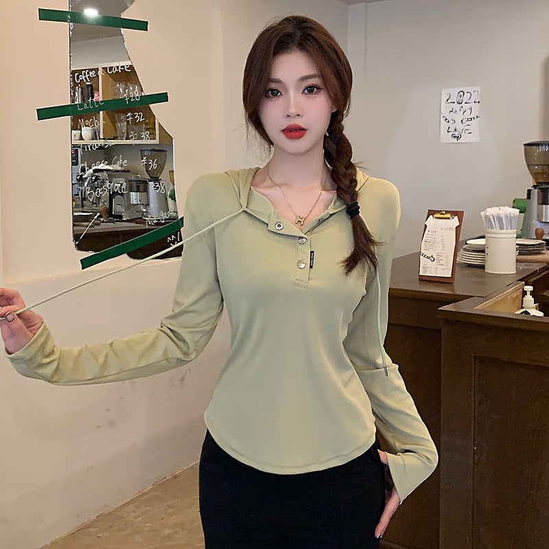 Women Solid Hood Top