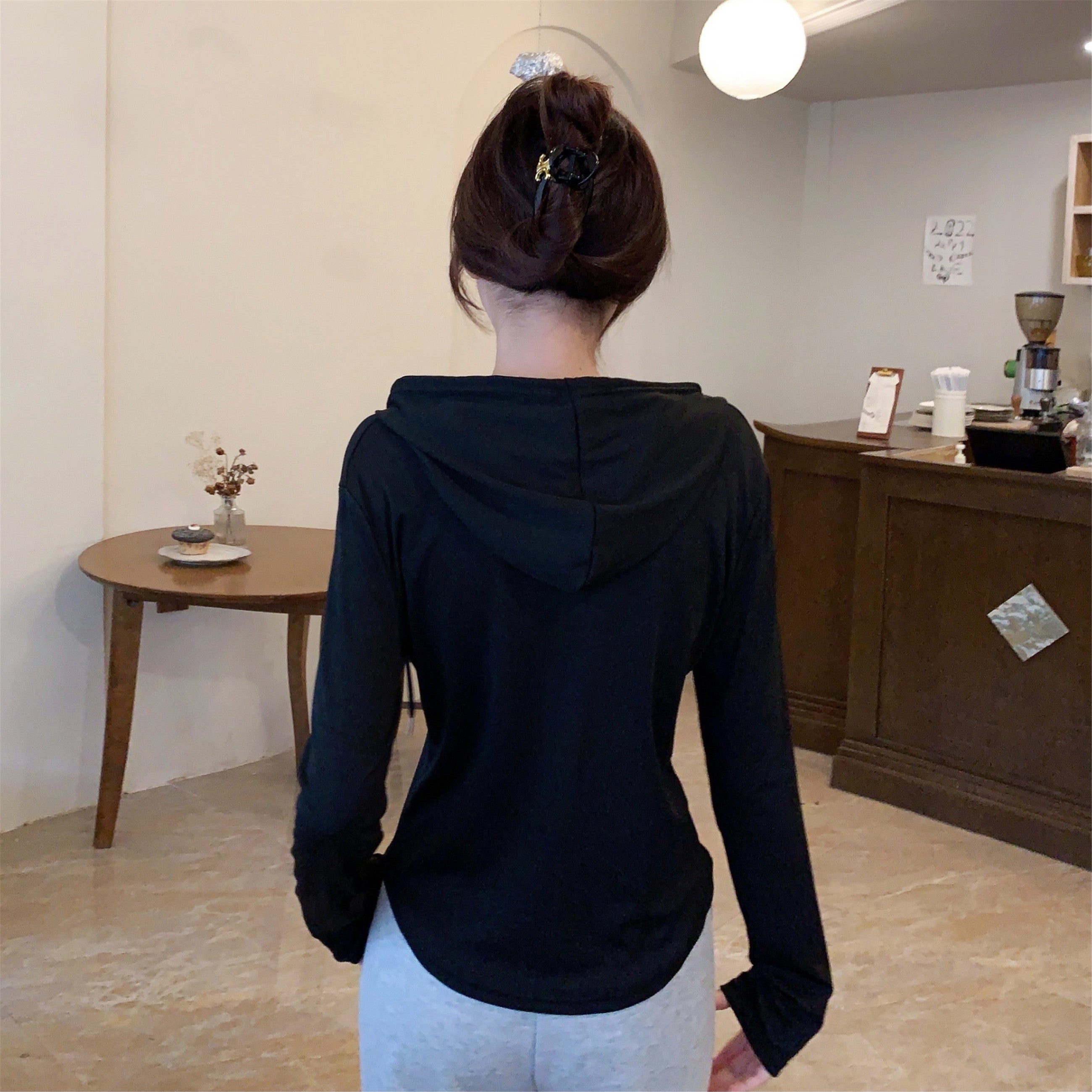 Women Solid Hood Top