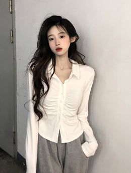 White Shirt Collar Shirt Style Top
