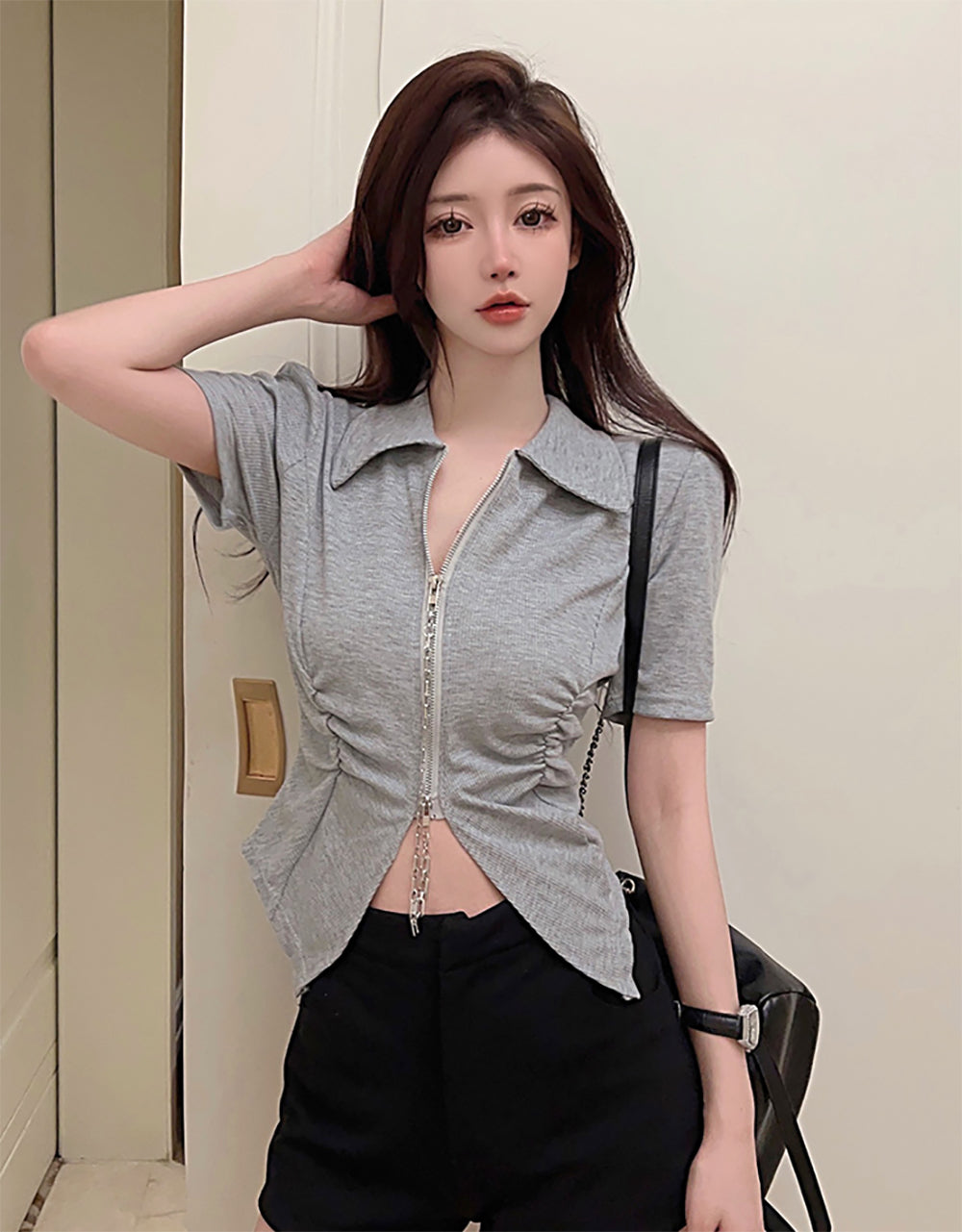 Women Crop Shirt Style Top