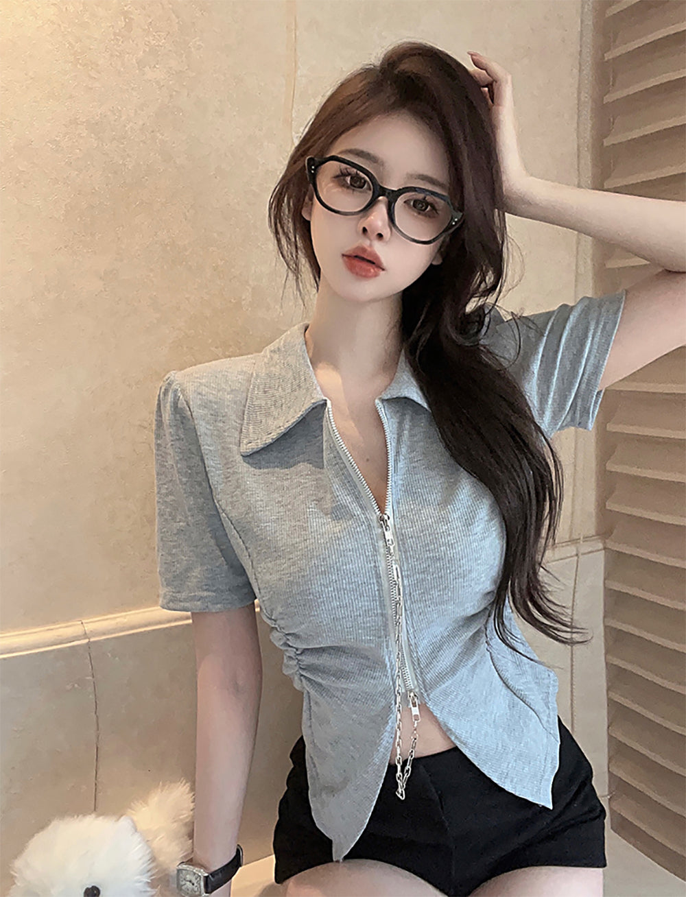 Women Crop Shirt Style Top