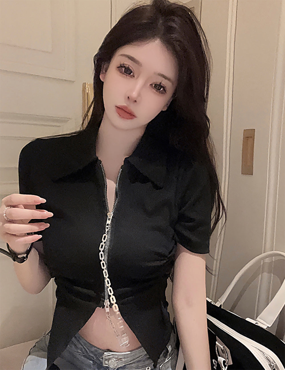 Women Shirt Style Crop Top
