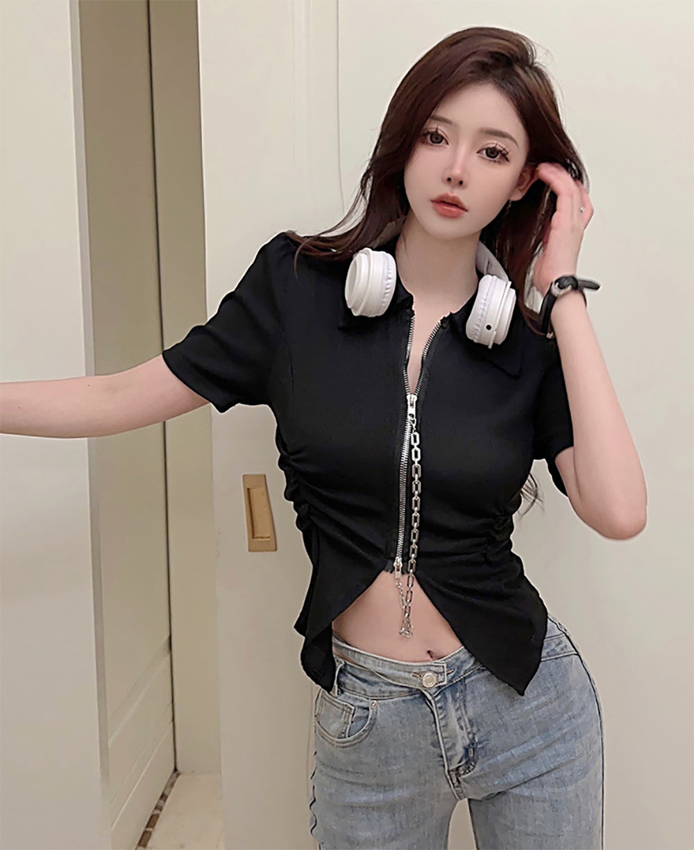 Women Shirt Style Crop Top