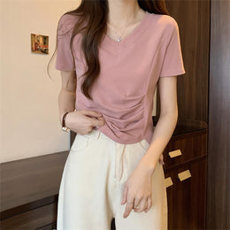 Women V-Neck Short Sleeves Top