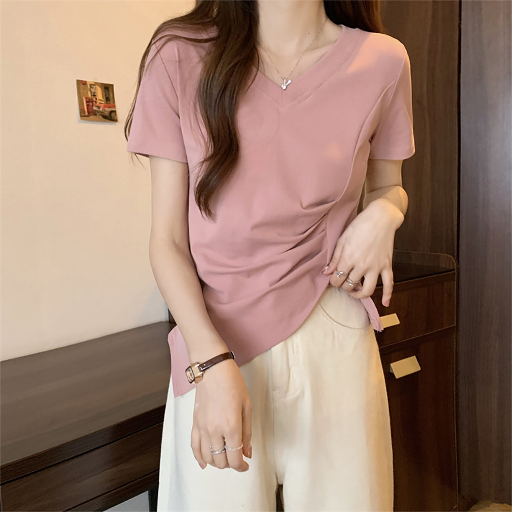 Women V-Neck Short Sleeves Top