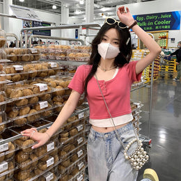 Women Round Neck Tank Crop Top