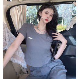 Women Grey Solid Crop Top