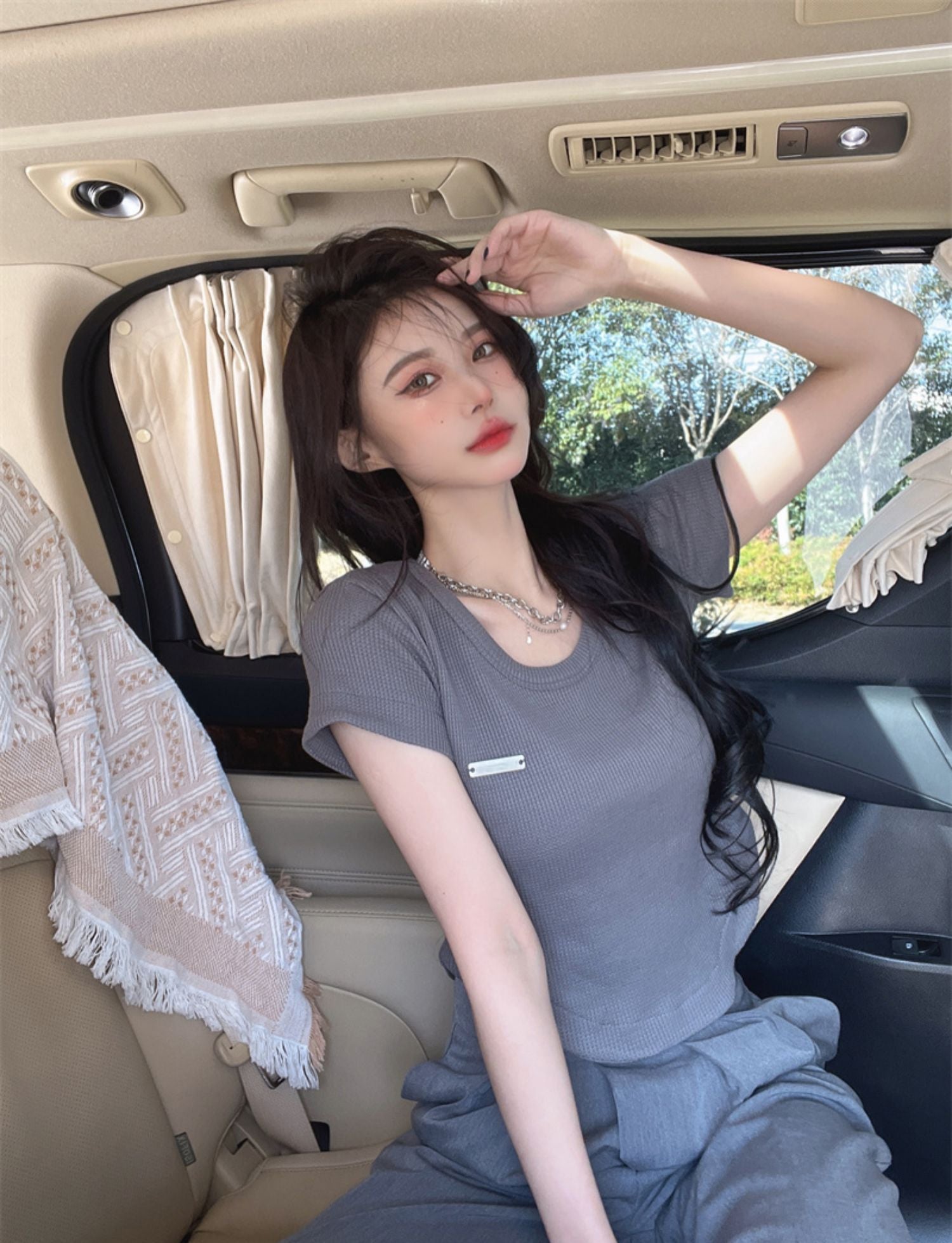 Women Grey Solid Crop Top