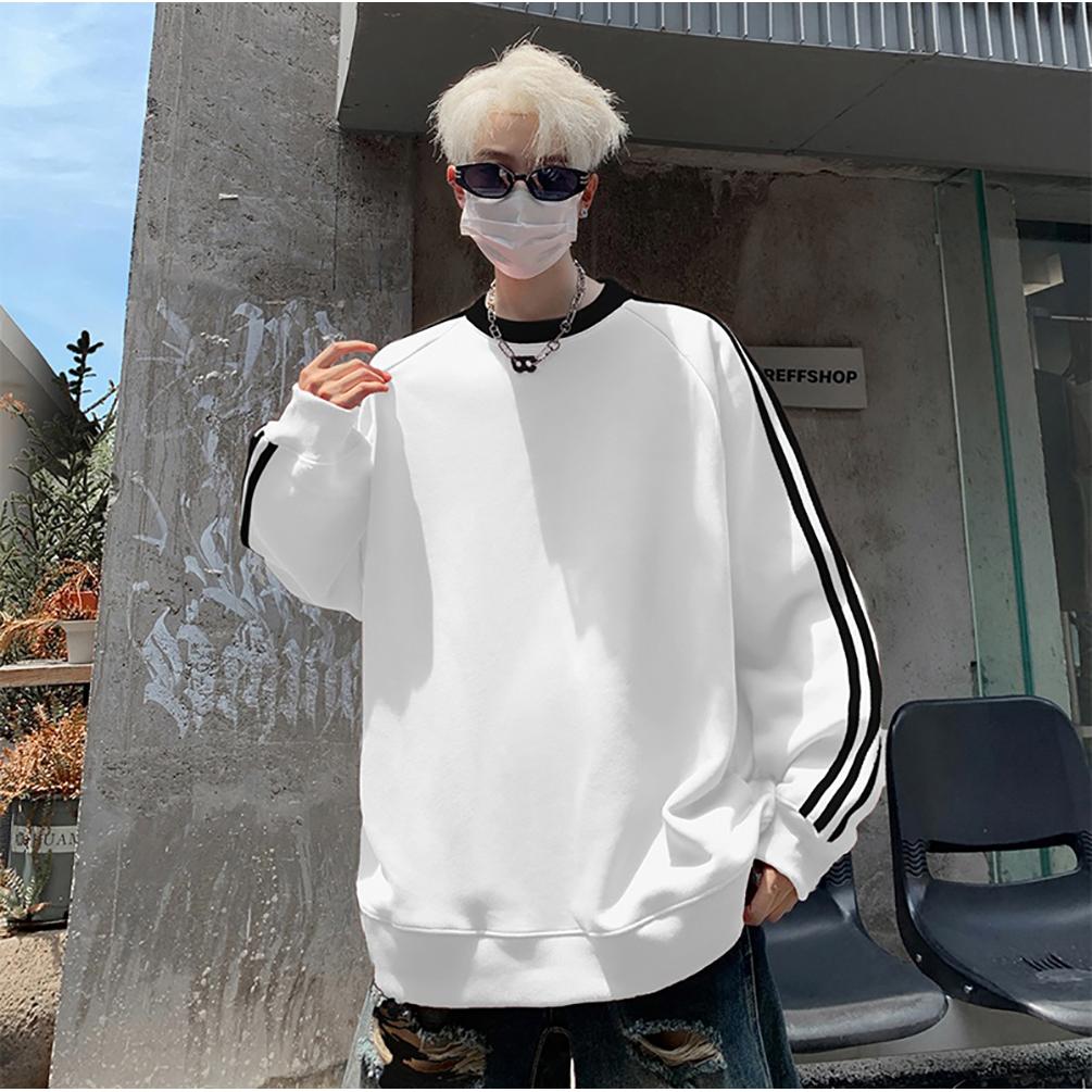 Men Striped Round Neck Oversized T-shirt
