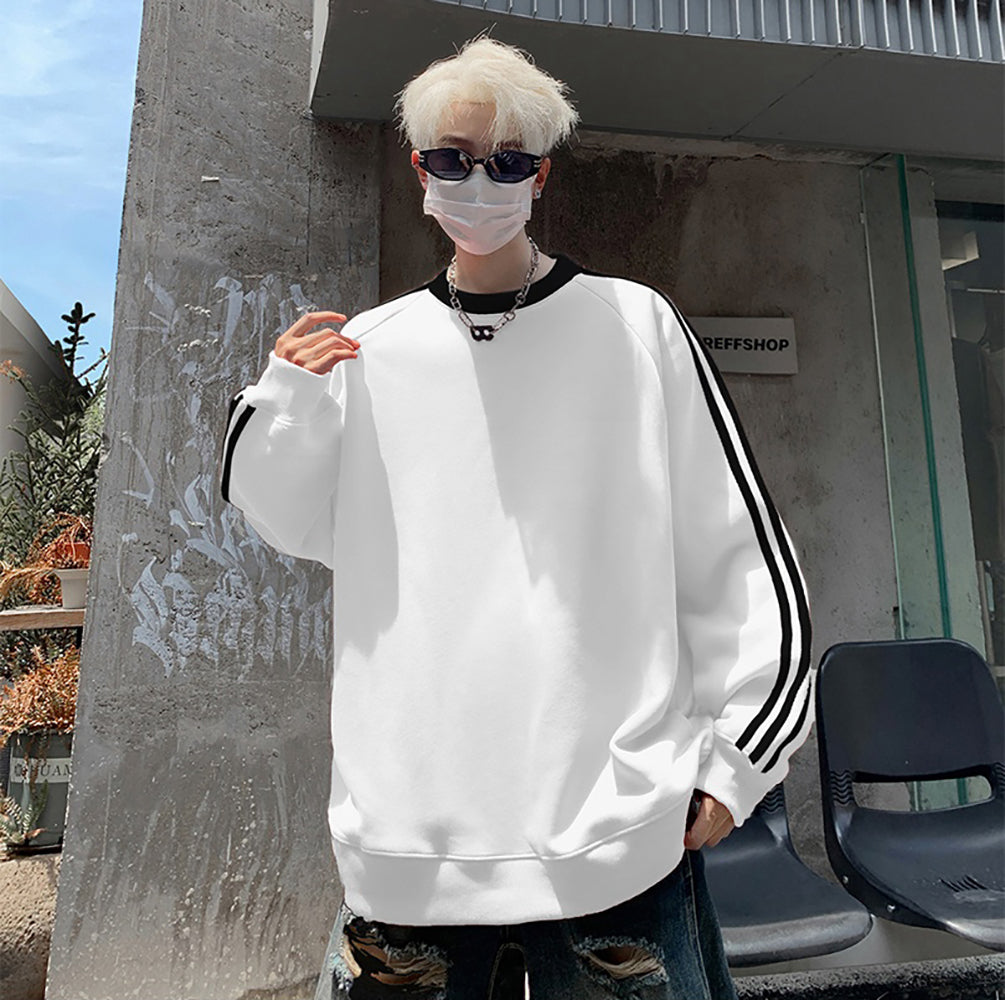 Men Striped Round Neck Oversized T-shirt