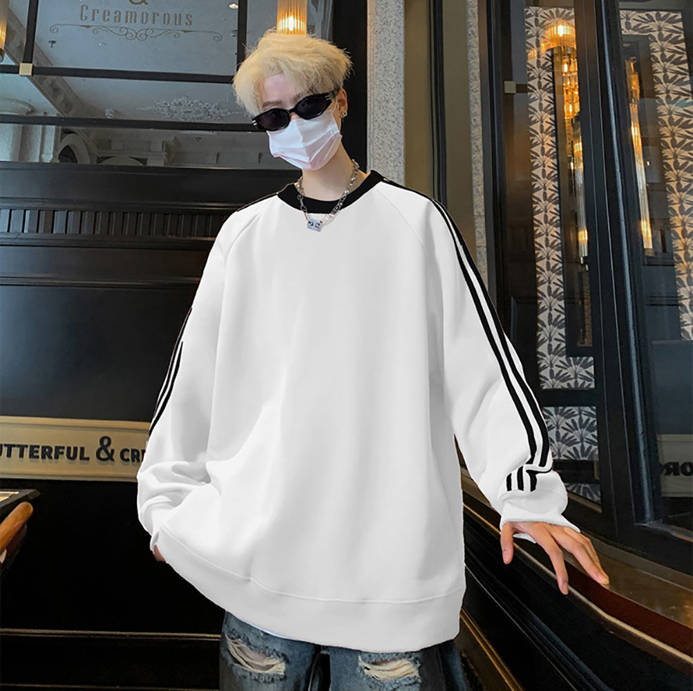 Men Striped Round Neck Oversized T-shirt