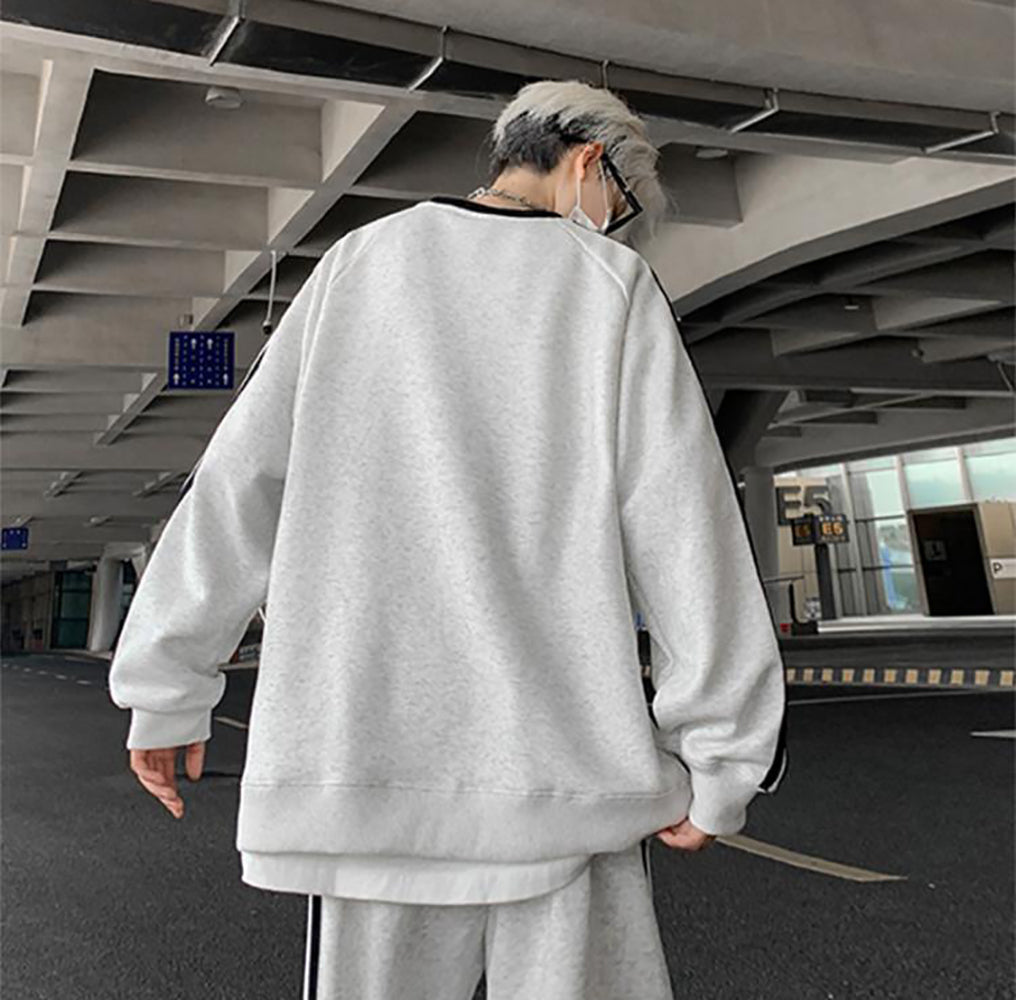 Men Striped Round Neck Oversized T-shirt