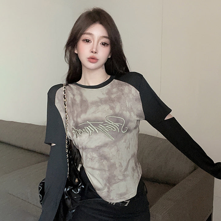 Green Typography Printed Round Neck Top