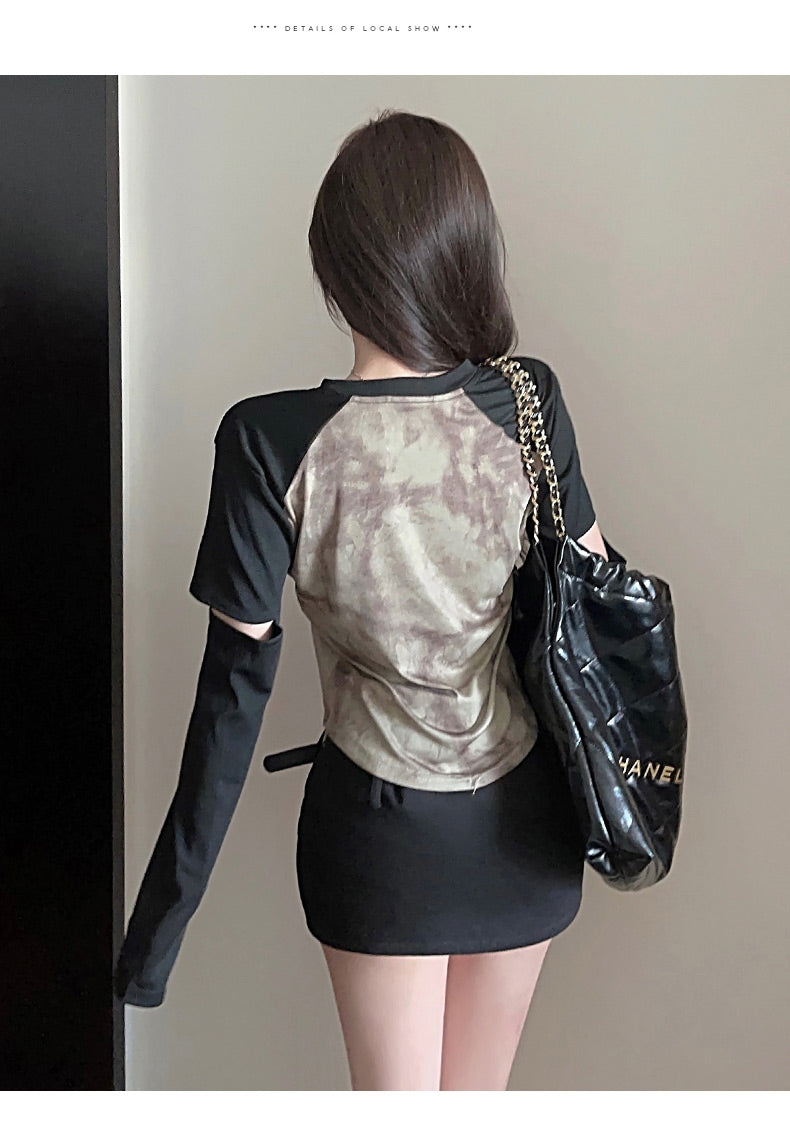 Green Typography Printed Round Neck Top