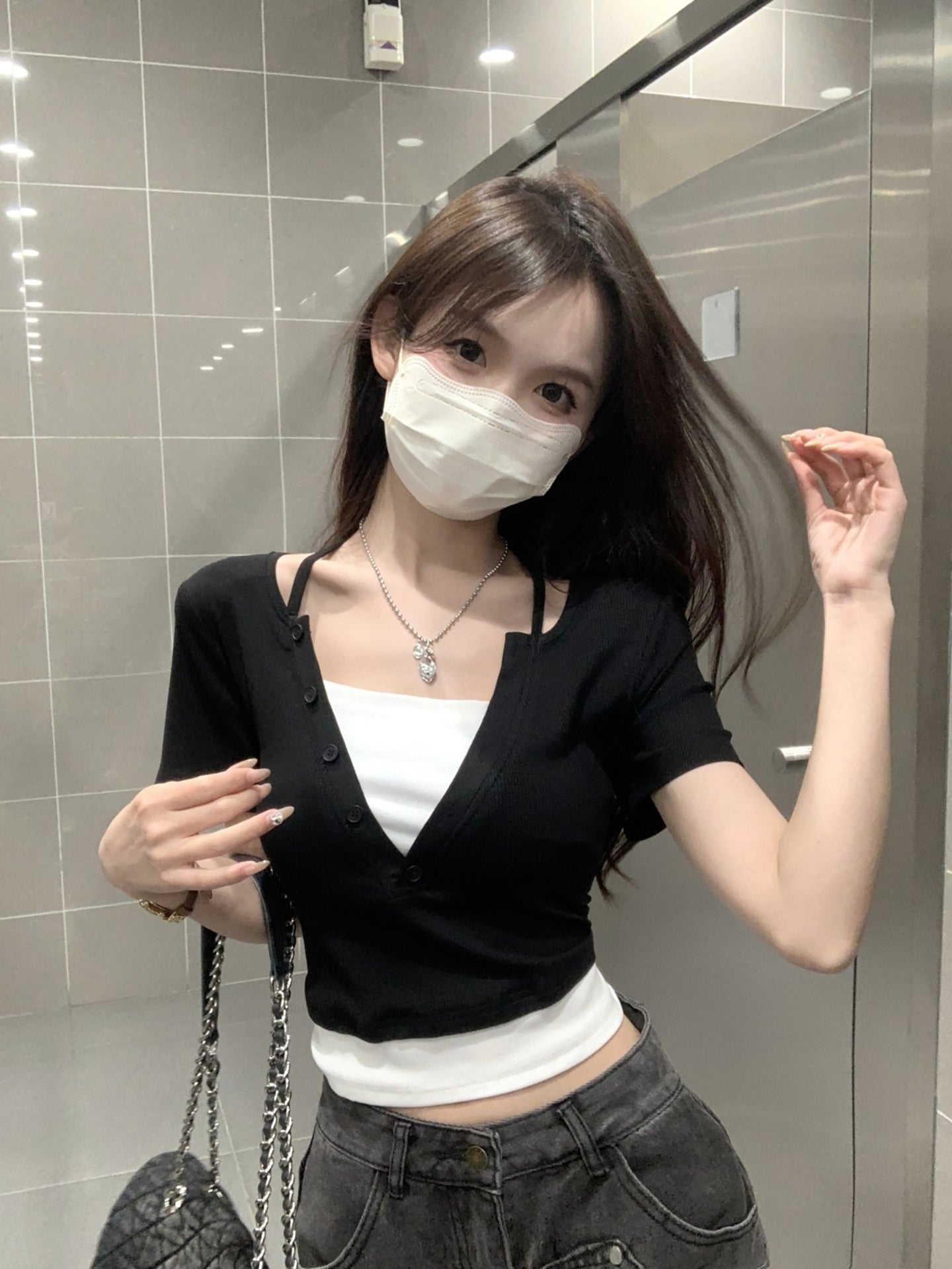 Women Solid V-Neck Top