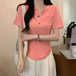 Women Solid V-Neck Top