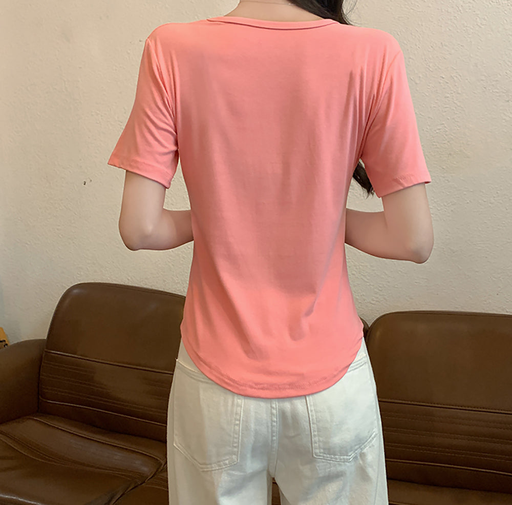 Women Solid V-Neck Top