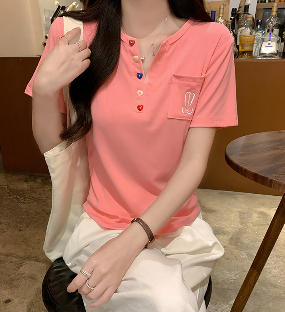 Women Solid V-Neck Top