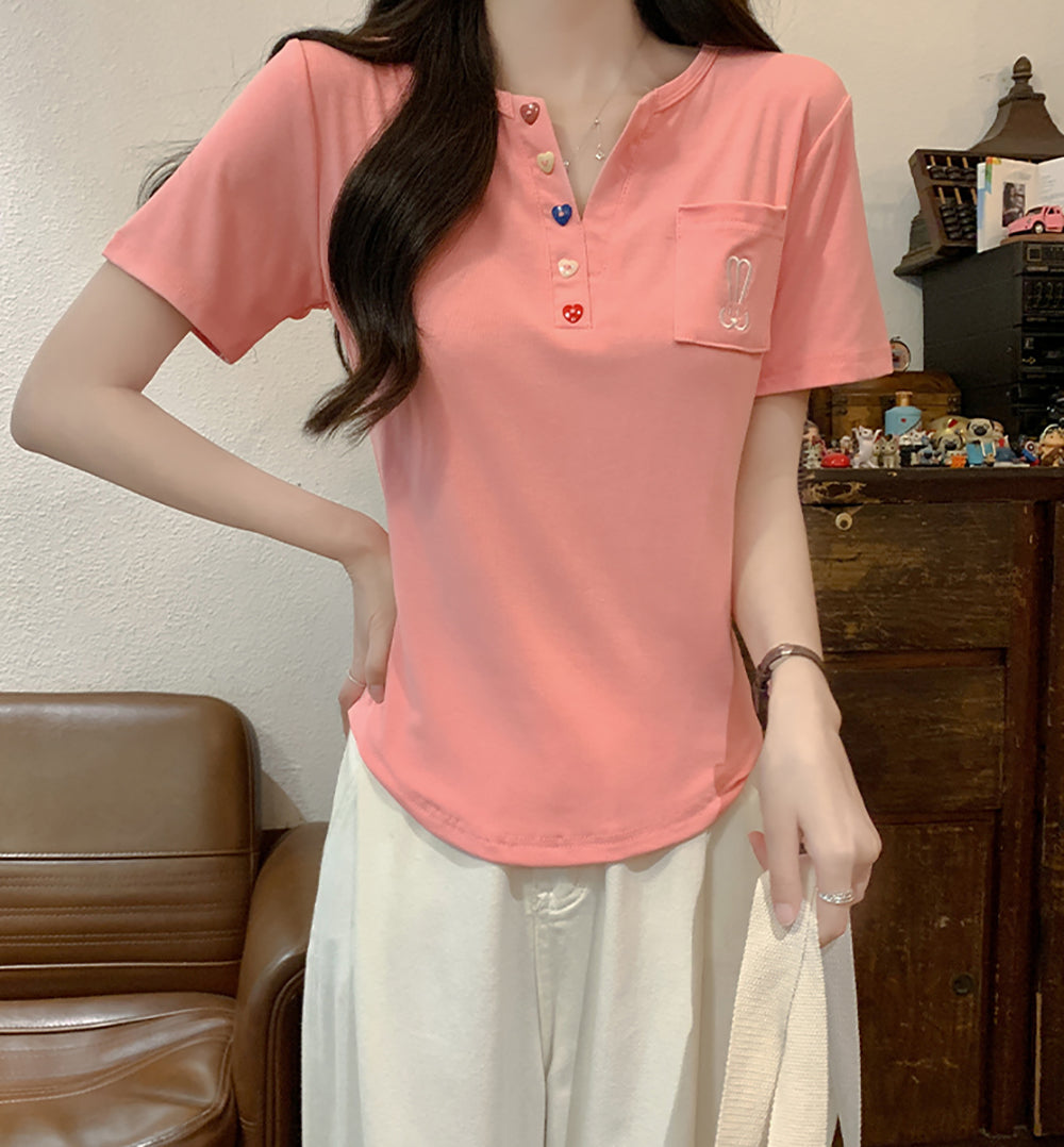 Women Solid V-Neck Top