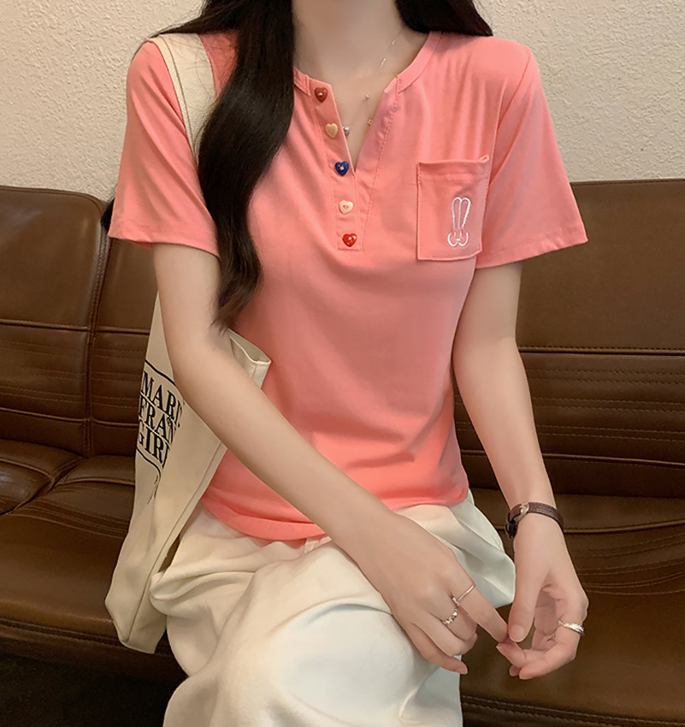 Women Solid V-Neck Top